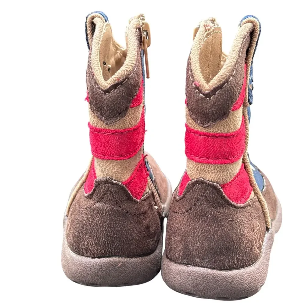 Roper Western Cowbabies Patriot Boots Flag Infants‎ 4 Brown 09-016-1902-0380